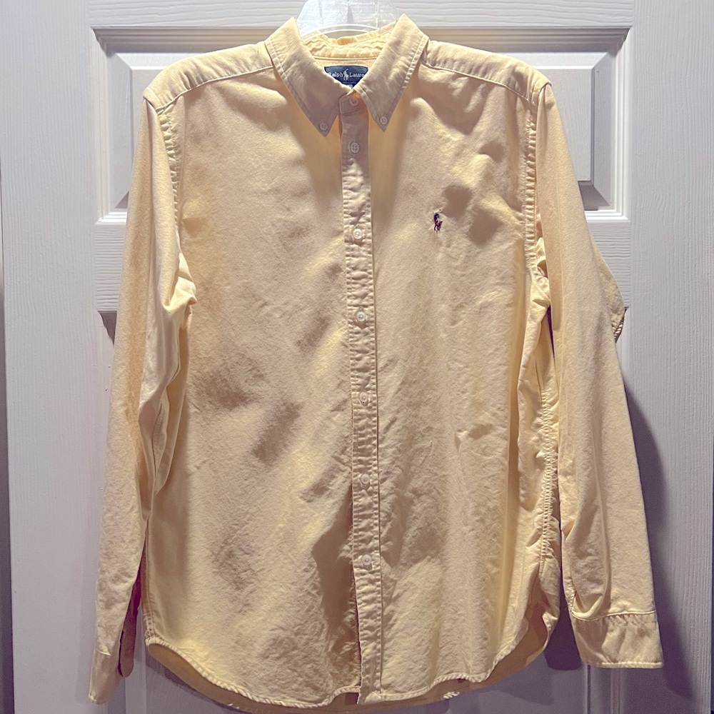 Ralph Lauren yellow long sleeve button up dress shirt EUC